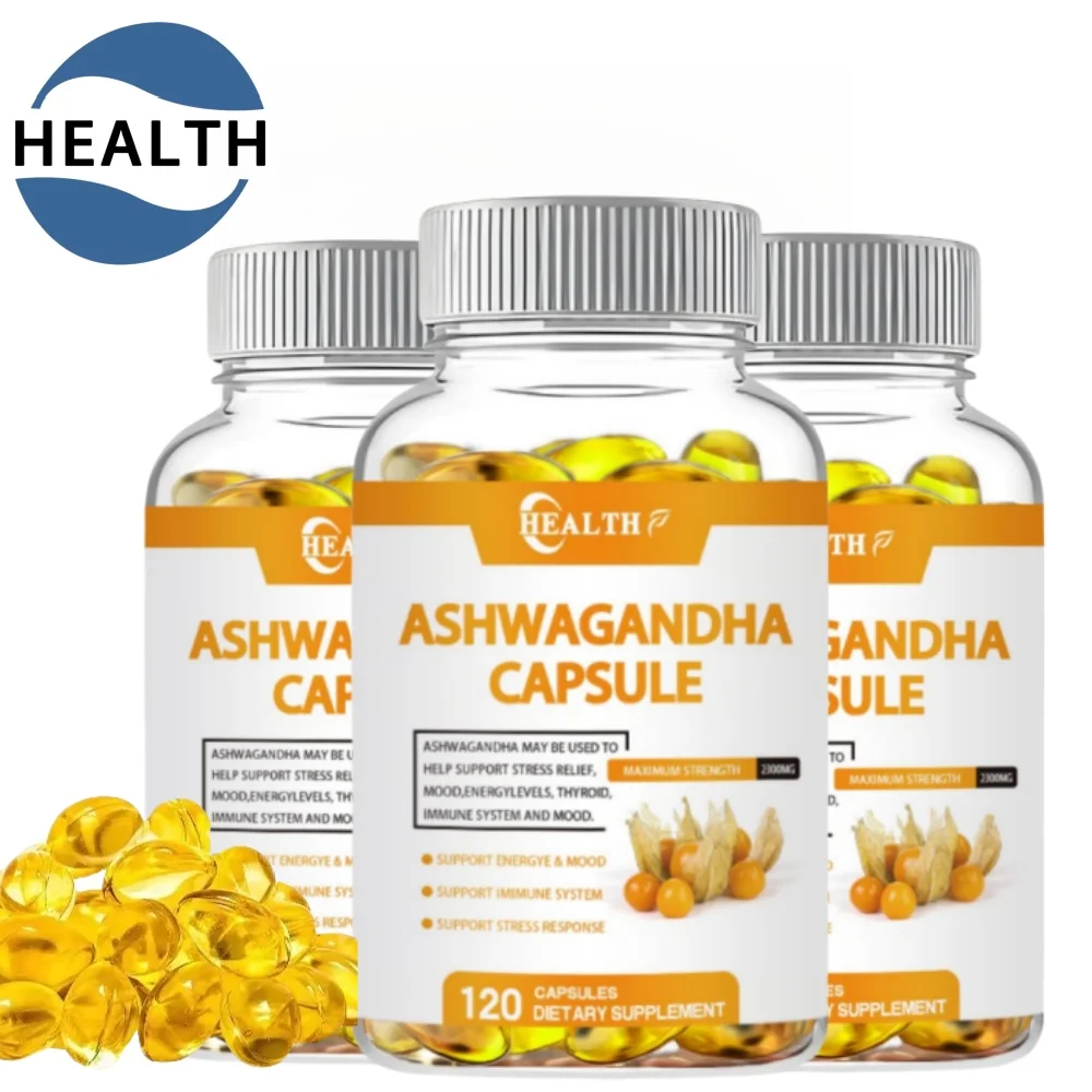 lAshwagandha Extra Capsule Energy & Endurance Supplements Brain&Memory Relief Stress Deep Sleep Vegetarian Care For Adult