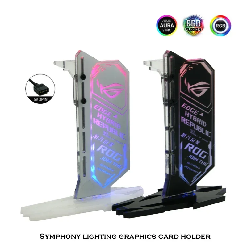 White/Black RGB Vertical GPU Bracket ROG Video Card Holder Support PC Game Cabinet Bracket Water Cooling 5V A-RGB M/B SYNC