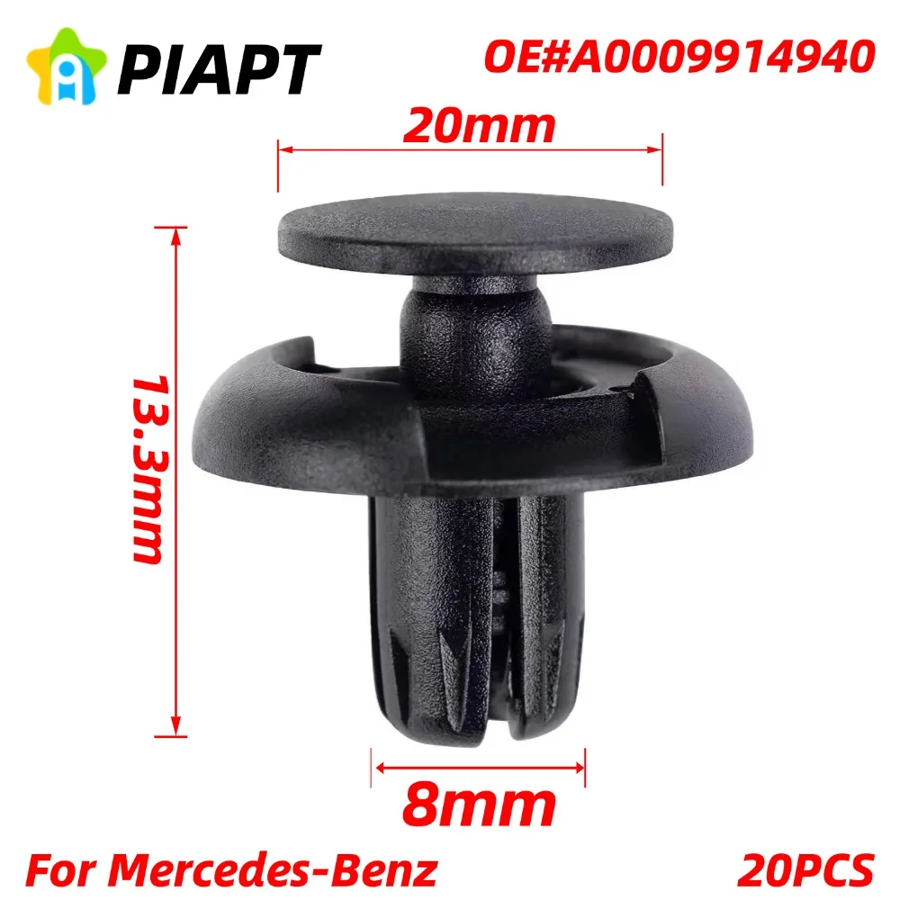 

20pcs Lower Engine Cover Fender Liner & Trunk Cover Liner Push-Type Retainer Clip for Benz 000-991-49-40
