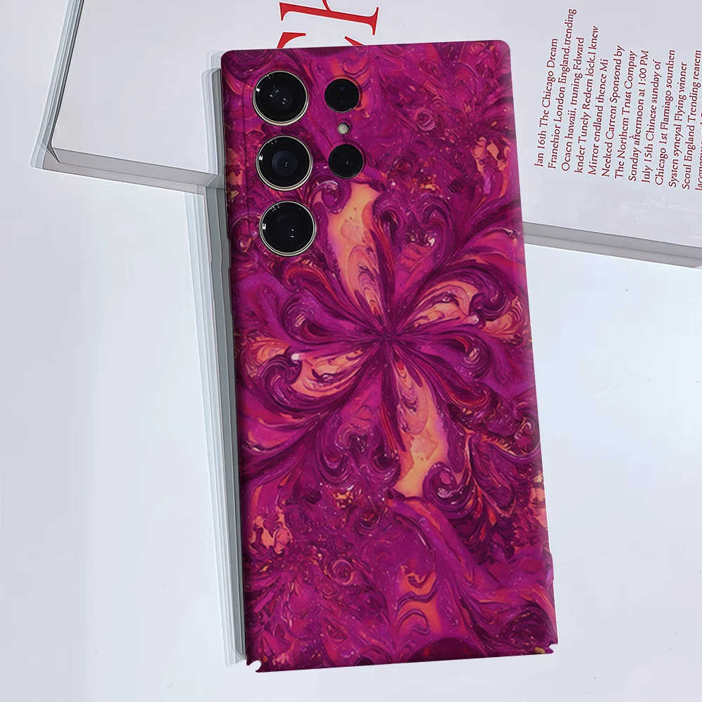 Purple Swirl Marble Phone Case for Samsung Galaxy S26 S25 S24 S23 Ultra Plus Luxury Double-layer anti-fall Back Cover