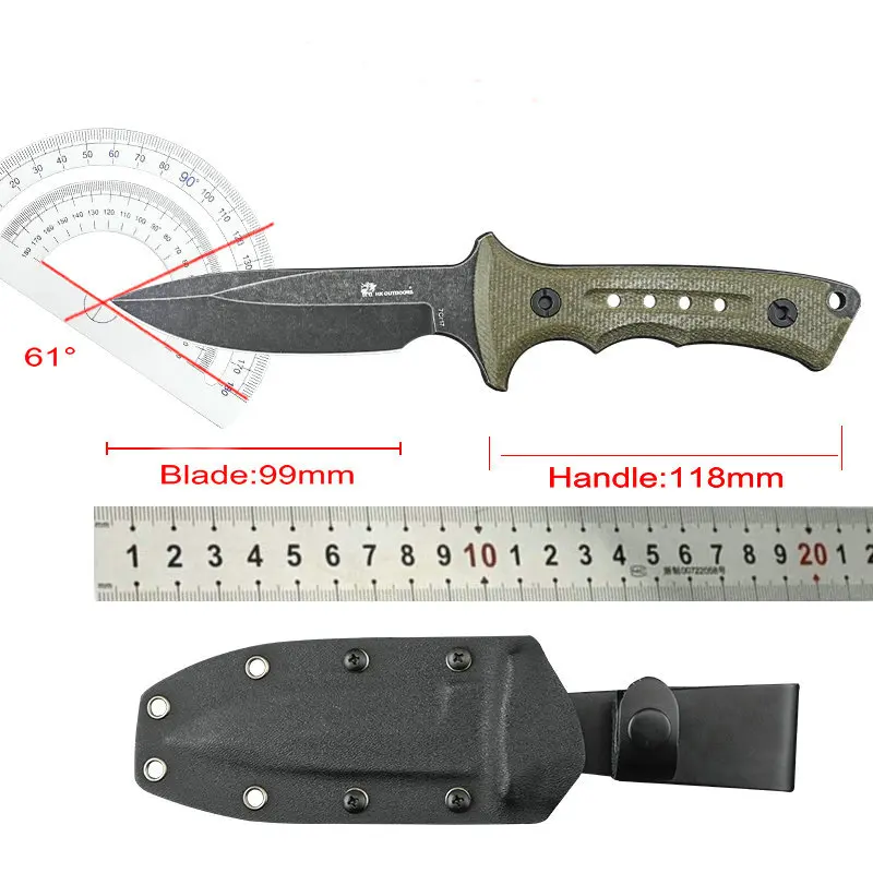 HX OUTDOORS Ranger Tactical Knives,Fulltang Hunting Knife,Camping Survival Knives,Rescue Knife With Kydex,G10/Flax Handle EDC