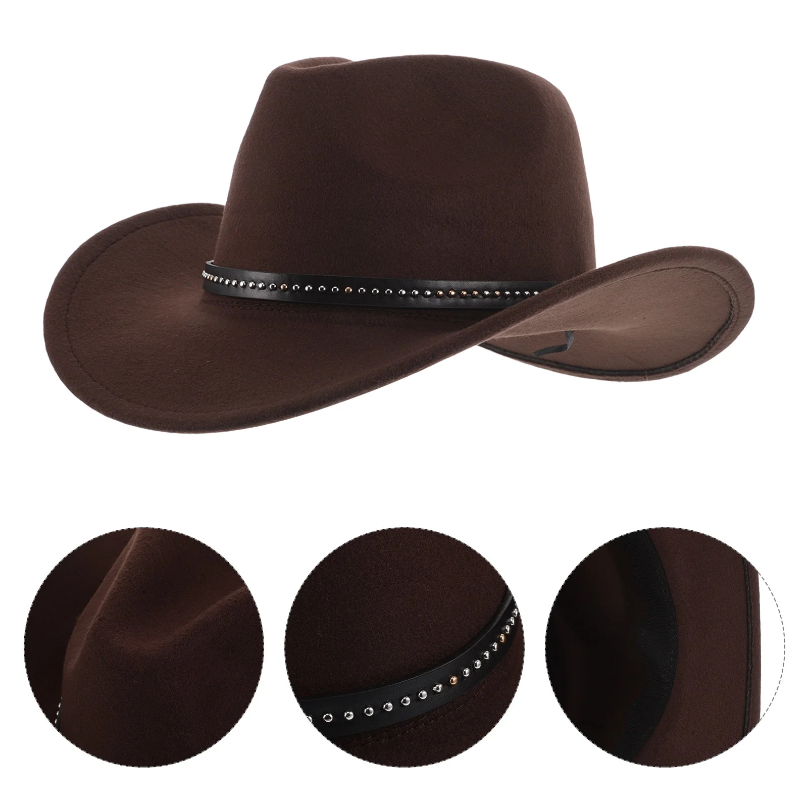 Hats Cowboy Cosplay Headpieces Clothing Cowgirl Costume Coffee Felt Men and Women