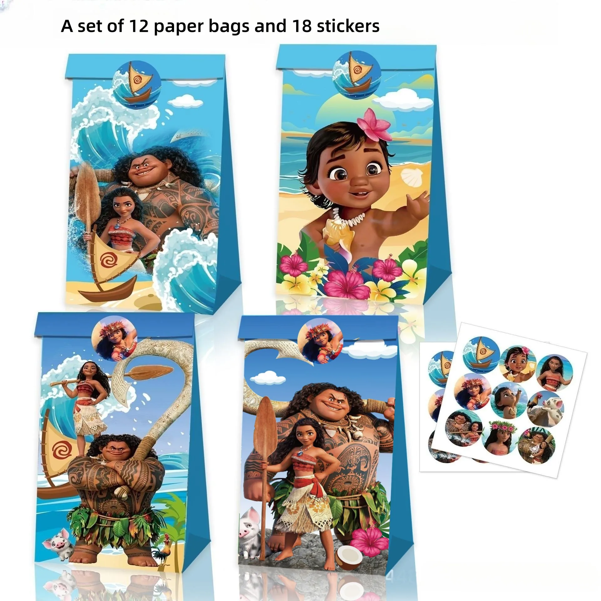 Moana Sweet Bag Birthday Party Decorations Spiderman Kraft Paper Gift Box Mickey Minnie Candy Bag Baby Shower Kid Party Supplies