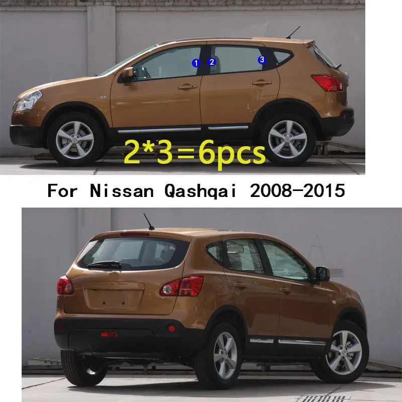 For Nissan Qashqai  j10 2008 2009 2010 2011 2012 2013-2015 Car TPU/Glossy Mirror Pillar Post Cover Door Window Molding Sticker