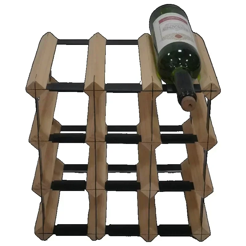 

Bottles Stackable Wood with Metal Wine Bottle Racks Modular Wood Wine Storage Wine Racks