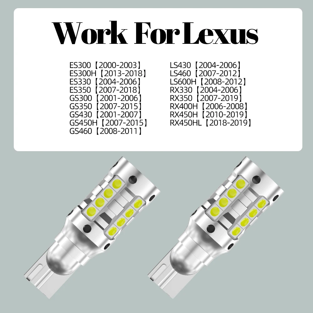 2pcs LED Reverse Light Blub Lamp W16W T15 921 Canbus For Lexus ES300 ES330 ES350 GS300 GS350 GS450H LS460 RX350 RX450H RX450HL