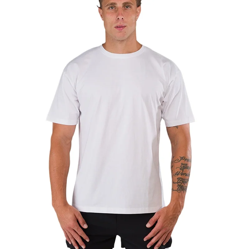 

Летние футболки для бега из 100% хлопка, мужские повседневные футболки с коротким рукавом, однотонные хлопковые футболки с круглым вырезом, базовая мужская футболка большого размера