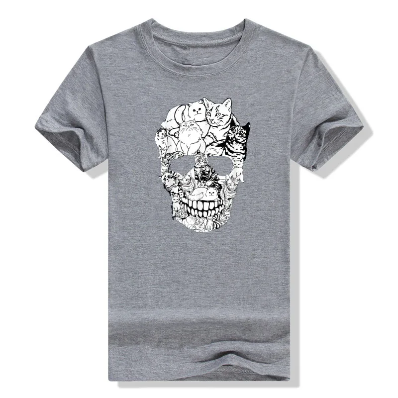 Kitty Skeleton Halloween Costume Skull Cat T-Shirt Aesthetic Clothes Cat-Lover Graphic Tee Gothic Style Cute Animal Print Tops