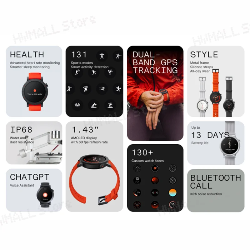 الإصدار العالمي CMF Watch 3 Pro 1.43 بوصة AMOLED ثنائي النطاق GPS بلوتوث مكالمة IP68 مدمج ثنائي النطاق GPS عمر البطارية 13 يومًا #3