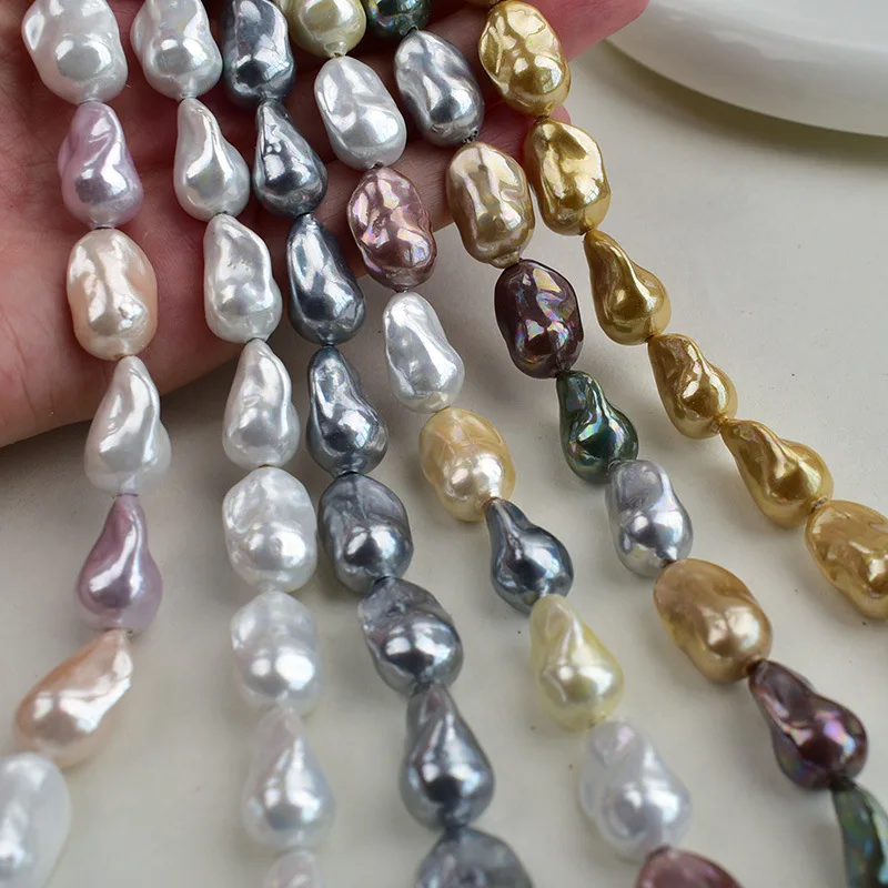 

Iridescent Mirror-Finish Shell Pearl Beads Irregular Shape Colors Imitation Pearl Beads Strings DIY Jewelry Necklace Accessories