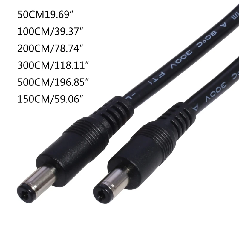 Кабель от DC5521 до DC5521, 18AWG DC5,5 м 2,1 мм, штекер к штекеру, провод адаптера питания для светодиодного динамика