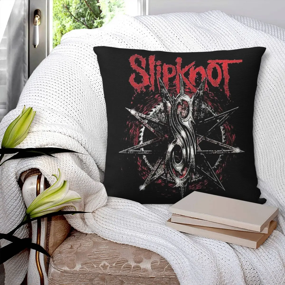 S-Slipknots Heavy Mental Music Square Pillowcase Pillow Cover Polyester Cushion Decor Comfort Throw Pillow for Home Car