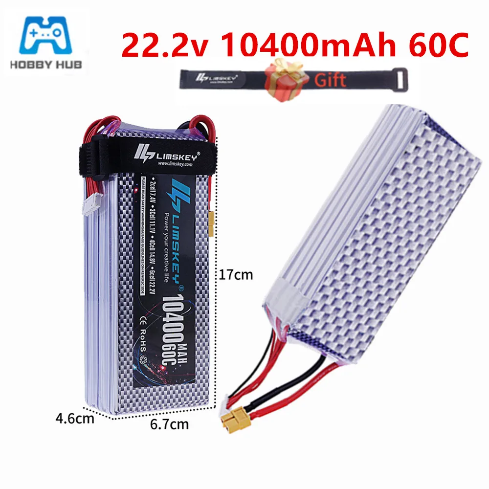 

60C MAX 80C 22,2 В Lipo 6S 10400 мАч Аккумулятор для радиоуправляемого самолета, квадрокоптера, гоночного автомобиля по бездорожью, радиоуправляемых деталей Аккумулятор 6S