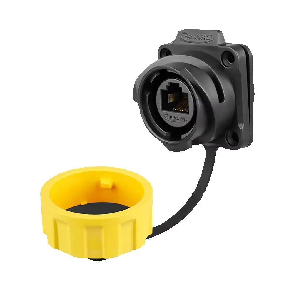 CNLINKO YM24 Waterproof Circular RJ45 Female Connector 8P8C Panel Mount PBT Bayonet for Industrial Ethernet Network & Marine