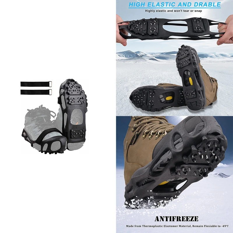 Ice Cleats Snow Traction Cleats Crampon For Walking On Snow And Ice 28 Spikes Upgrade Non-Slip Overshoe