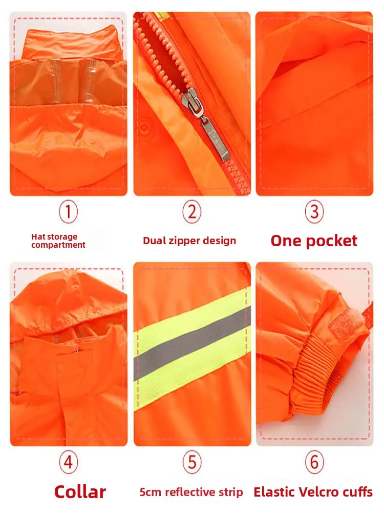 

Длинный оранжево-красный тканевый плащ и брюки из бычьей ткани для мужчин и женщин, светоотражающая непромокаемая одежда для всего тела для взрослых