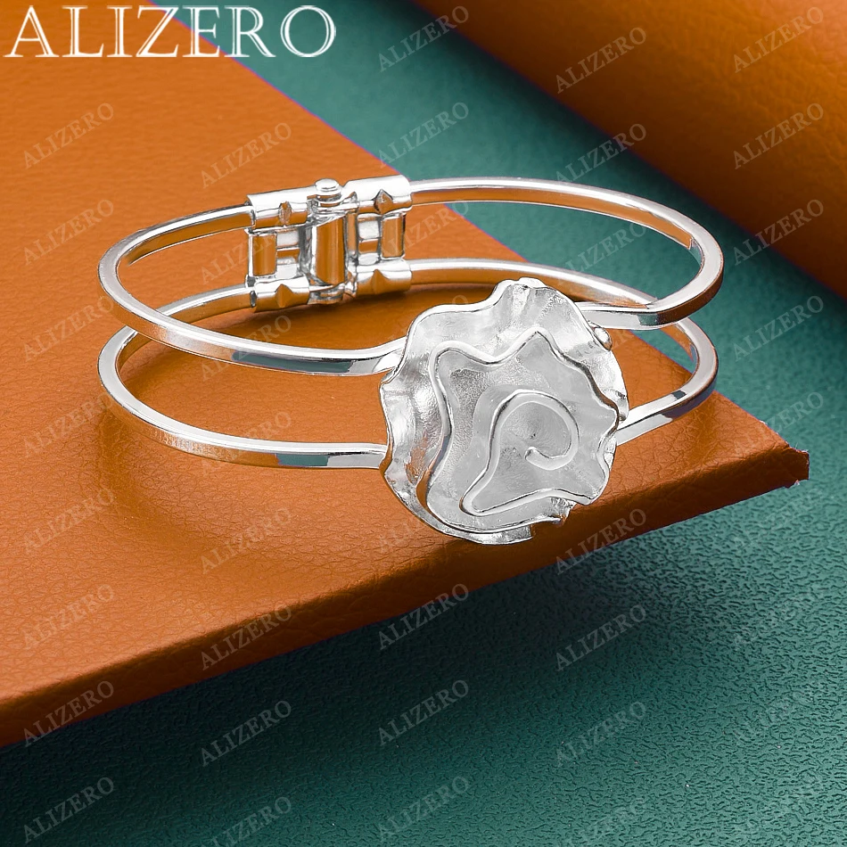 

925 Sterling Silver Bangle Stereoscopic Rose Bracelet For Women Jewelry Fashion Party And Daily Wear