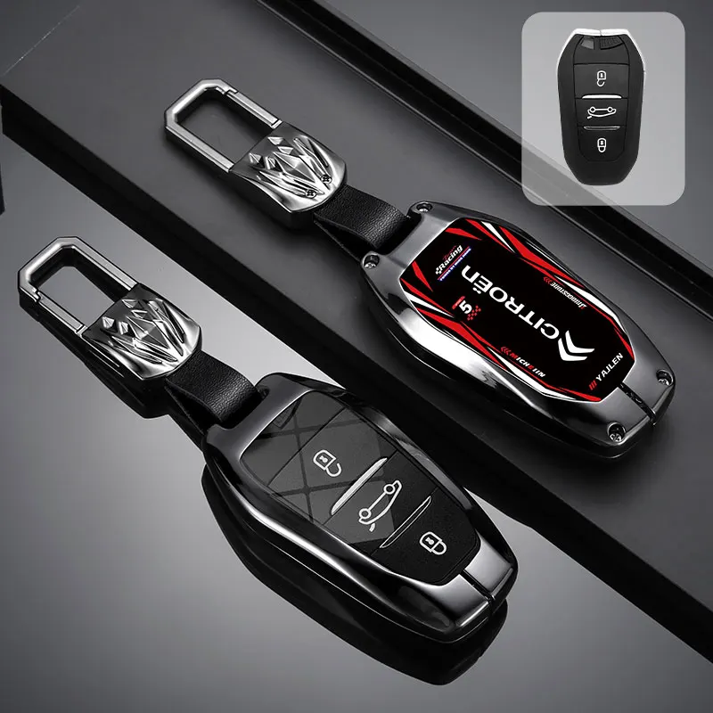 Nova liga de zinco couro caso chave remota do carro capa protetor chave para citroen c1 c2 c4 c6 C3-XR picasso grand ds3 ds5 acessórios