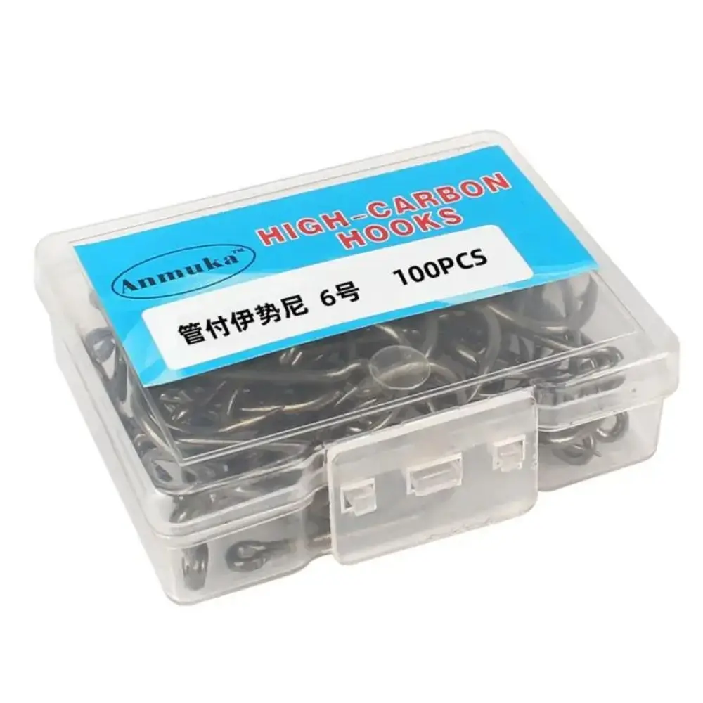 50/100 Pcs High Carbon Steel Barbed Fishing Hooks Flat with Loop Metal Barbed Hooks with Barb Strong Hand Fishing Hooks