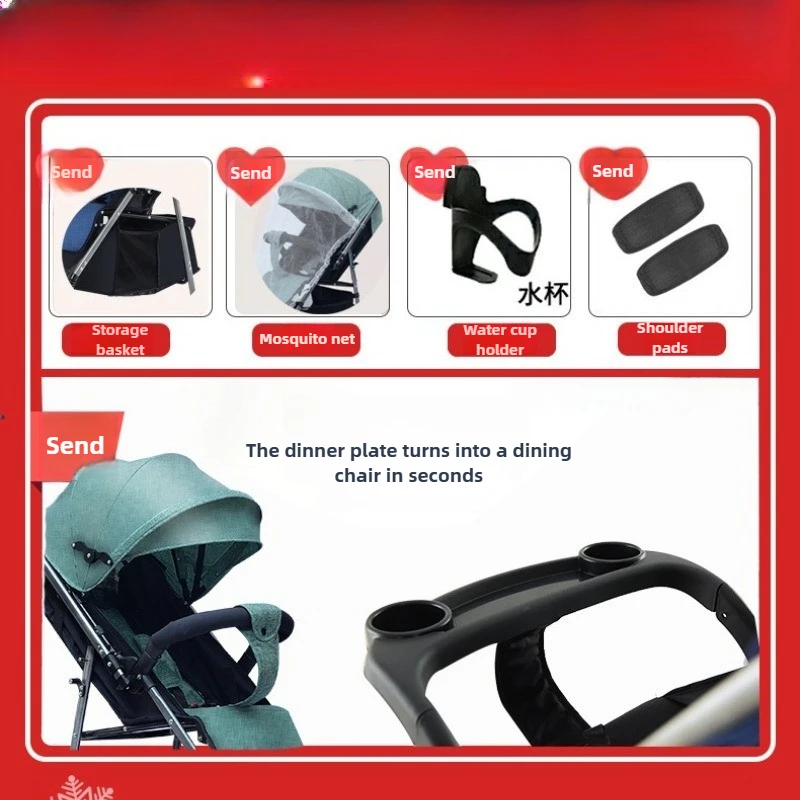 Cochecito de bebé que puede sentarse y acostarse, ligero, bidireccional, plegable con un solo botón, amortiguador, cochecito de 0 a 3 años
