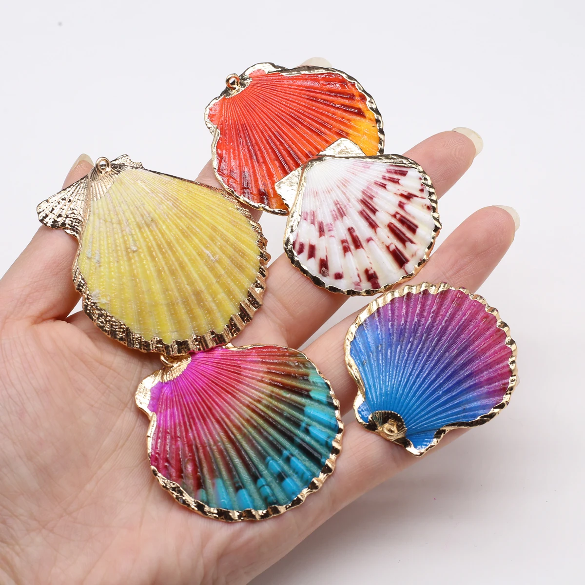 Natural Shell Pendant with Gold Plated Edge - Semi-Finished DIY Necklace Charm, Ready for Jewelry Making