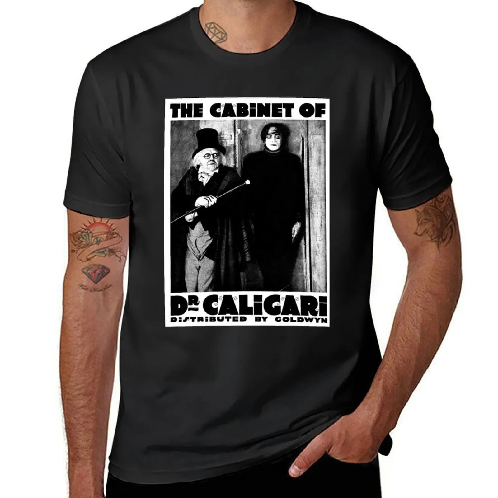 Caligari Poster b/w with lettering T-Shirt hippie clothes Blouse men graphic t shirts