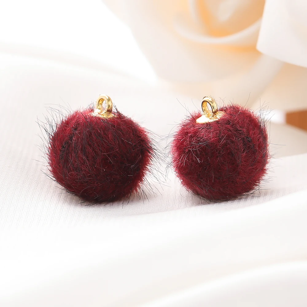 10 stuks pluche bont bedekt bal kralen bedels pompom kralen hanger voor DIY ketting oorbel armband hanger sieraden maken benodigdheden
