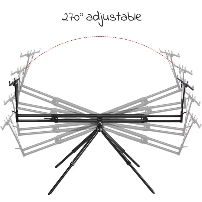 New Upgrade Foldable Rack 270 Adjustable Aluminum Alloy Fishing Rod Stand 4 Legs Rod Holder Portable Carp Fishing Rod Pod