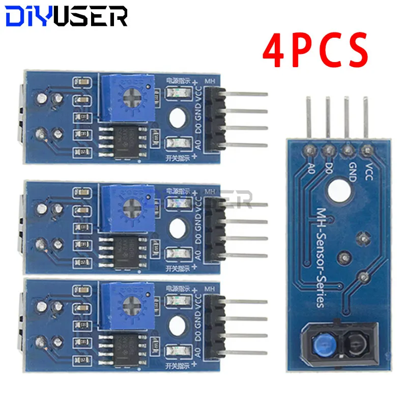 DIYUSER 4Pcs TCRT5000 Infrared Reflective Sensor IR Photoelectric Switch Barrier Line Track Module Diode Triode Board 3.3v