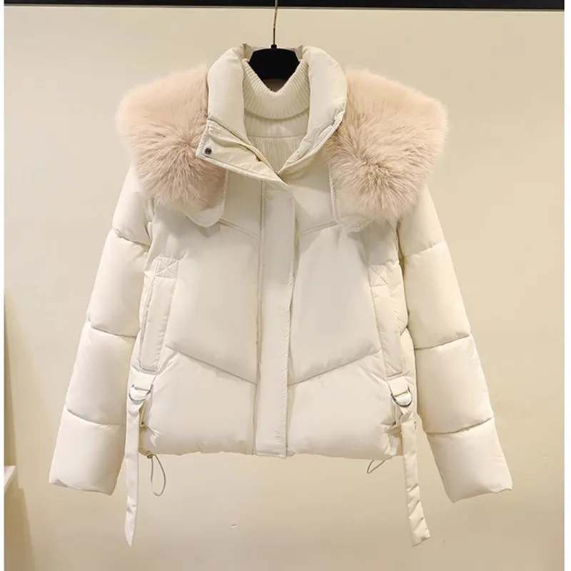 Parkas for Women Fleece Loose Thermal Belt Casual Coat Winter 2024 New Zipper Covered Button Fashion Female Solid Outerwear