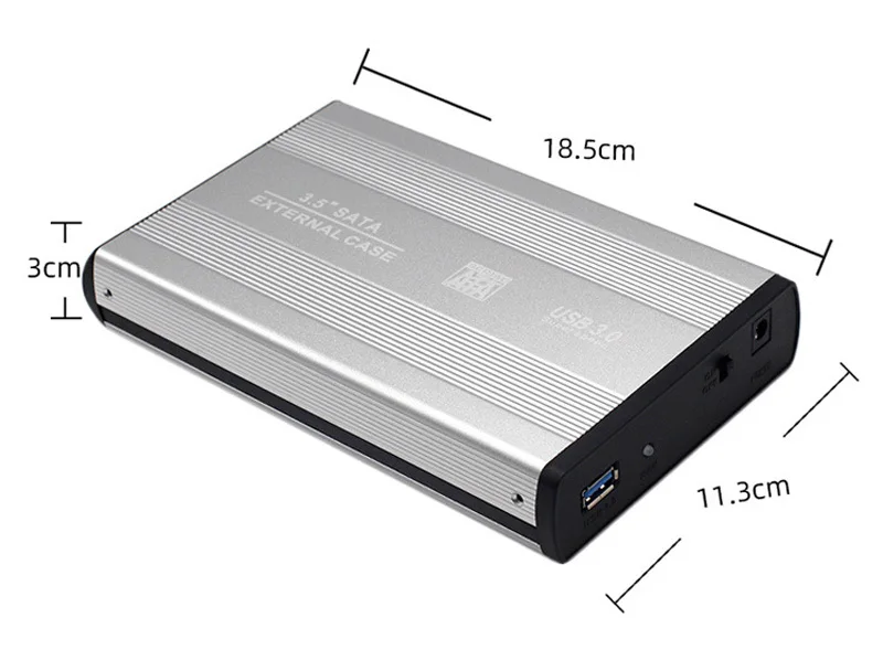 Aluminum Caddy 3.5 inch USB 3.0 to SATA Port SSD Hard Disk Drive Enclosure 480Mbps HDD Case External Box Case +dc 12V 2A Power F