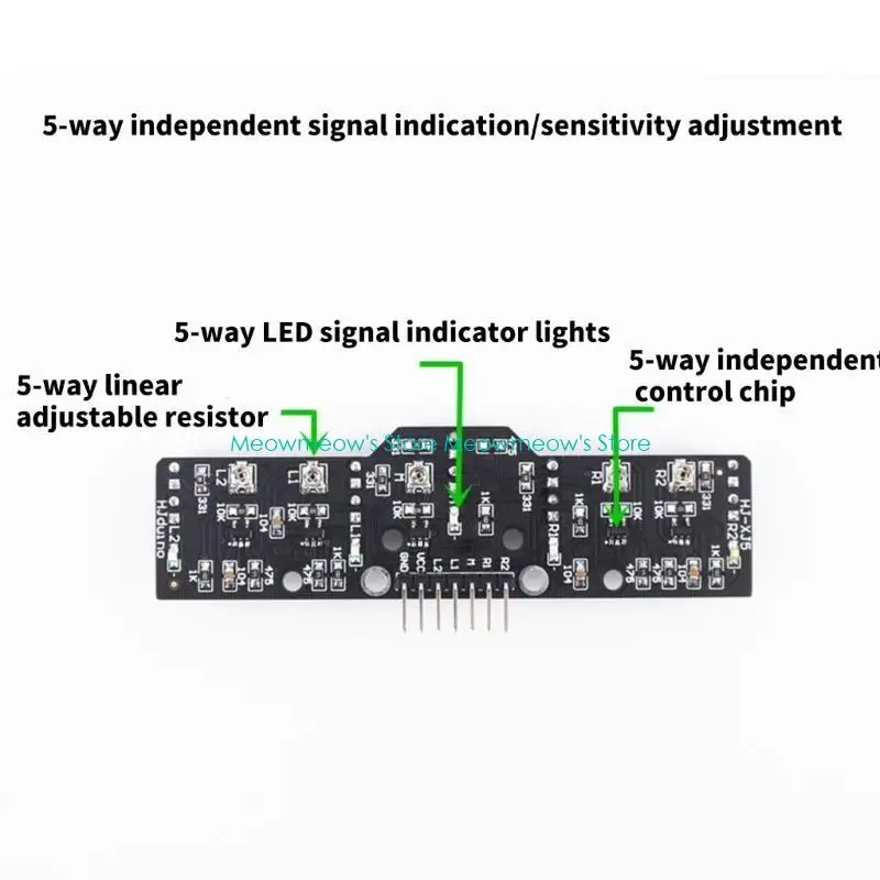 W91A 5Channel Digital Tracking Sensors ، 5Channel Gray Line Patrol Module for Robotics