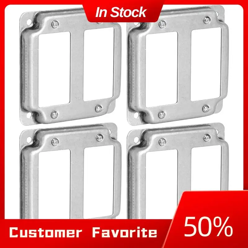 

Лидер продаж, 4 шт., 4-дюймовая квадратная крышка электрической коробки с двойным переключателем, поднятая 1/2 дюйма, открытая работа, оцинкованная сталь, измельченные углы