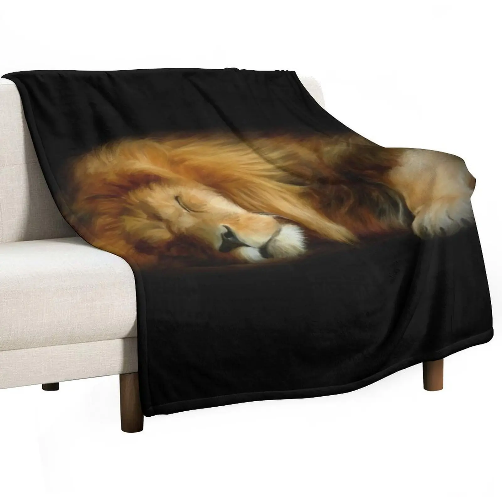 

Sleeping Lion Throw Blanket Hair manga For Decorative Sofa funny gift Blankets