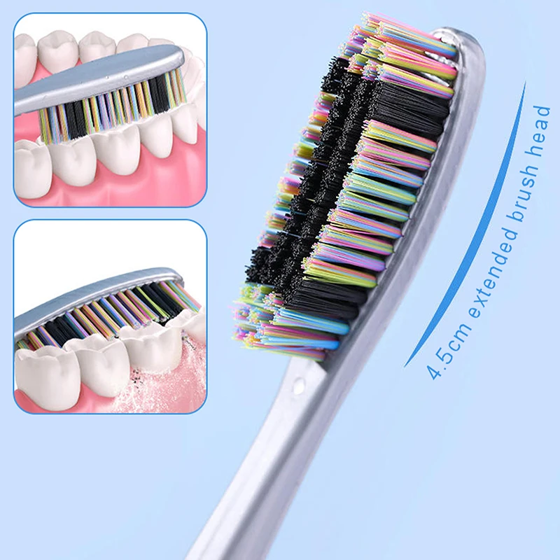 1/5Pcs Large Head Bristle Toothbrush Adult Anti Slip Wide Design Deep Oral Cleaning Removing Tooth Stains And Smoke Stains
