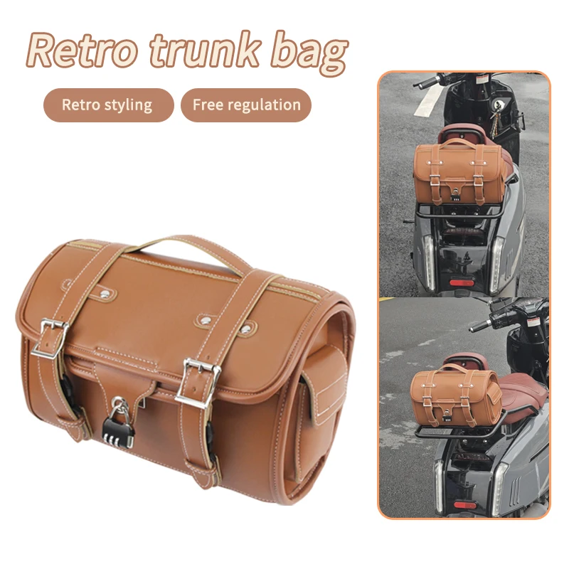 

Сумка на заднее сиденье мотоцикла, кожаная водонепроницаемая сумка, швабры, сумка в стиле ретро, заднее сиденье, мото аксессуары, высокая вместимость, универсальная