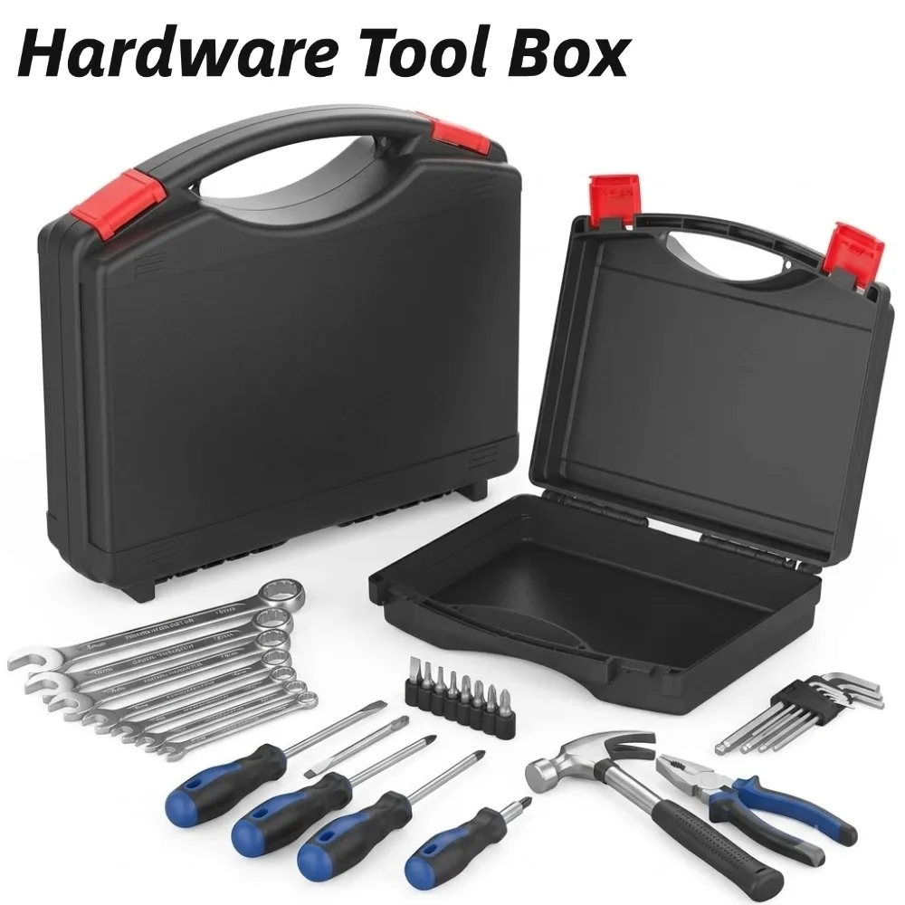 Boîte à outils étanche portable en plastique pour l'organisation et le rangement des outils, idéale pour l'extérieur, l'intérieur et le garage