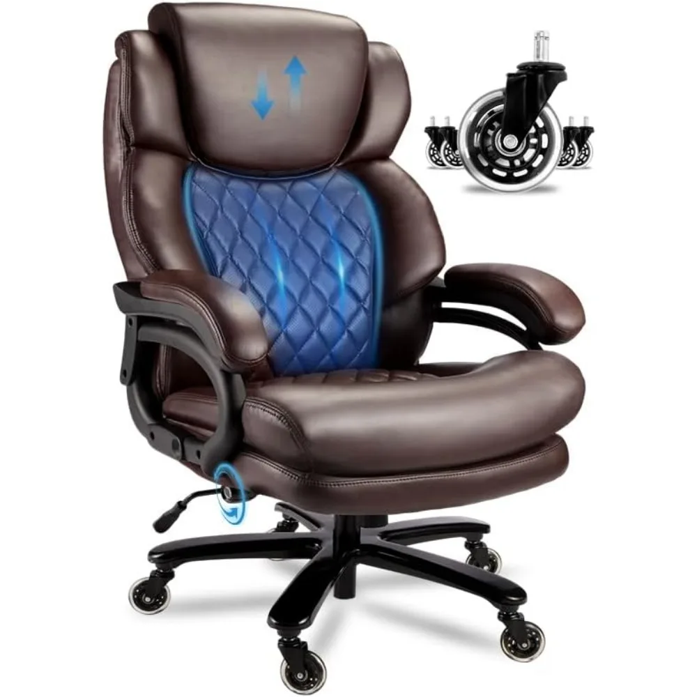 

800lbs Big and Tall Office Chair, Executive Chair with Adjustable Headrest, High Back Extra Wide Seat, Heavy Duty PU Leather for