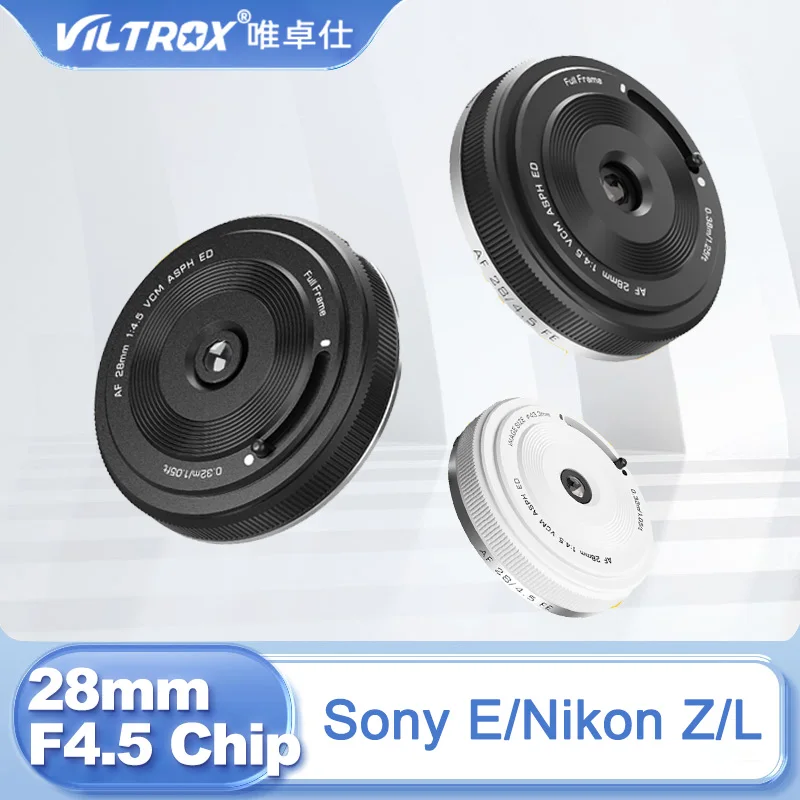 Viltrox AF 28mm F4.5 Chip Ultra-Dünnes Autofokus-Vollformat-Prime-Pancake-Objektiv für Sony E/Fuji X/Nikon Z/L Anschluss LUMIX Sigma S9