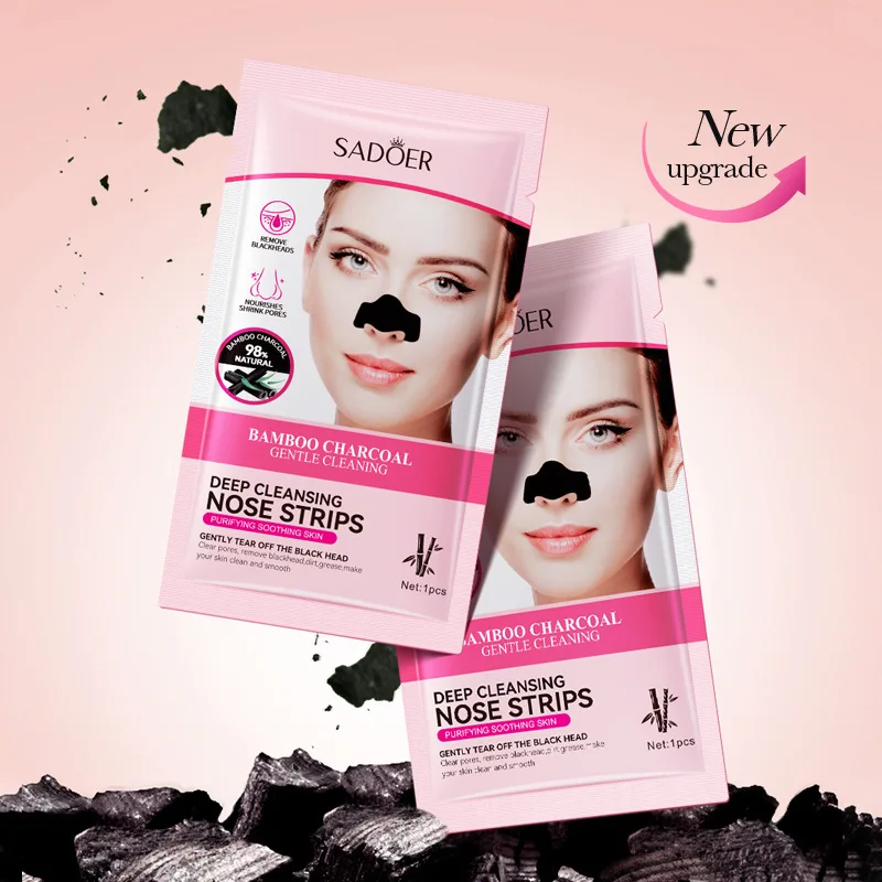 Full English Bamboo Charcoal Women's Nose Patch SADOER Deep Cleaning Blackhead Removal Mask