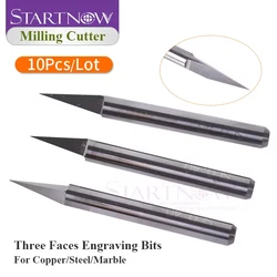 Startnow 10PCS CNC Milling Cutters Triangular Engraving Bits Jade Marble Wood Carving Router Bit Tool Tungsten Steel End Mills