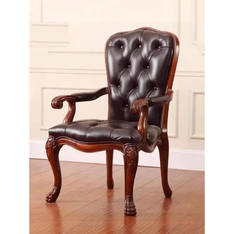 American leather balcony leisure  all solid wood tiger  European retro living room book  dining chair negotiation