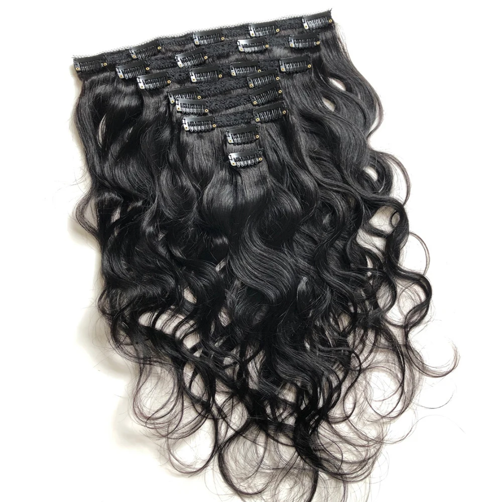 Human Hair Clip In Extensions 120g Body Wave 22 Inch 8 Piece Set Amazon.com : Body Wave Clip In Hairpiece - Natural Color  main image 4