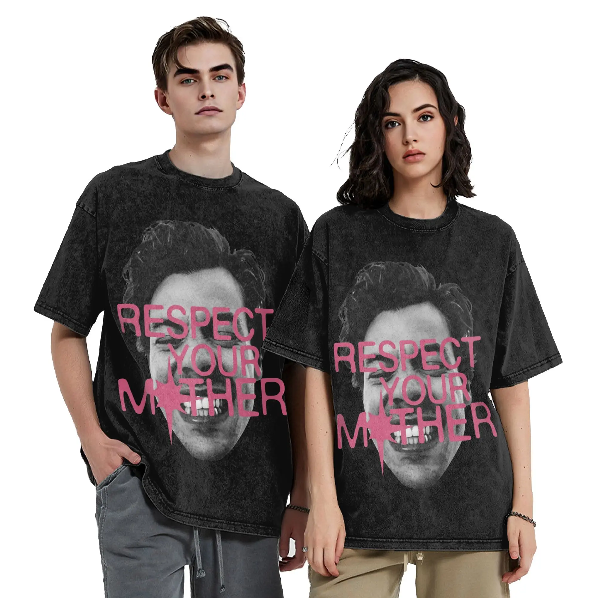 Respect Your Mother Harrys Styles Washed T Shirts Streetwear Hip Hop Cool T-Shirt Tees Tops for Men Women 100% Cotton Summer