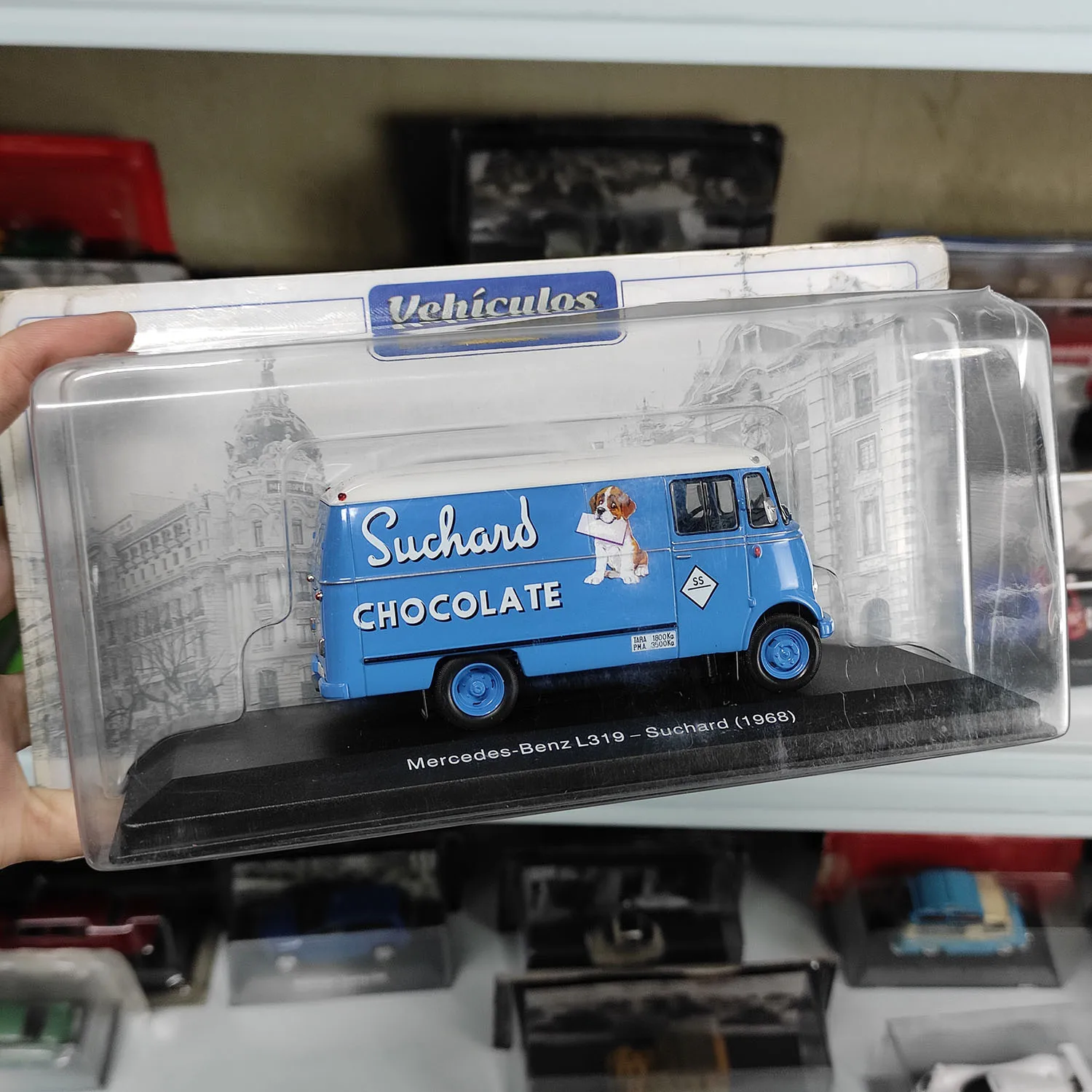Modelo de coche de aleación Benz L319-Suchard 1968 a escala 1:43 fundido a presión