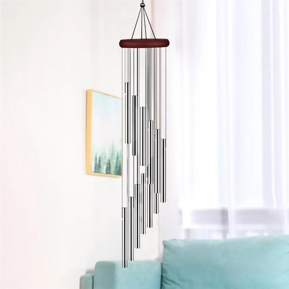 Outdoor Wind Chimes 12 Tubes Aluminum Tube + Pine Metal Pipe Musical Wind Chimes Bells Wall Hanging Home Yard Garden Decor
