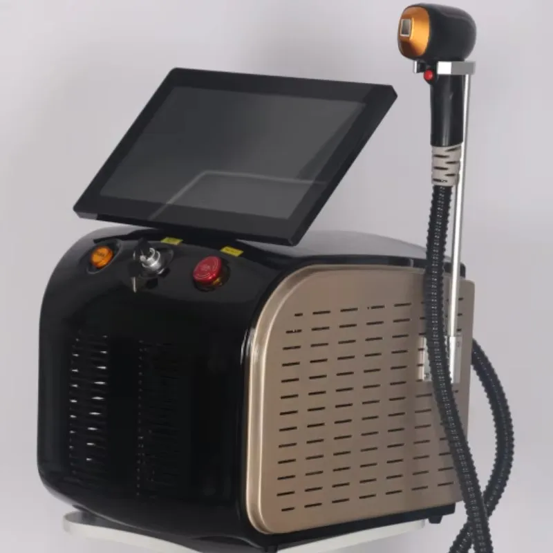 อุปกรณ์กําจัดขนด้วยเลเซอร์แบบไม่เจ็บปวด 808 นาโนเมตรพลังงานสูงถาวรด้วยเลเซอร์ไดโอดระบายความร้อนแพลทินัมสามความยาวคลื่น