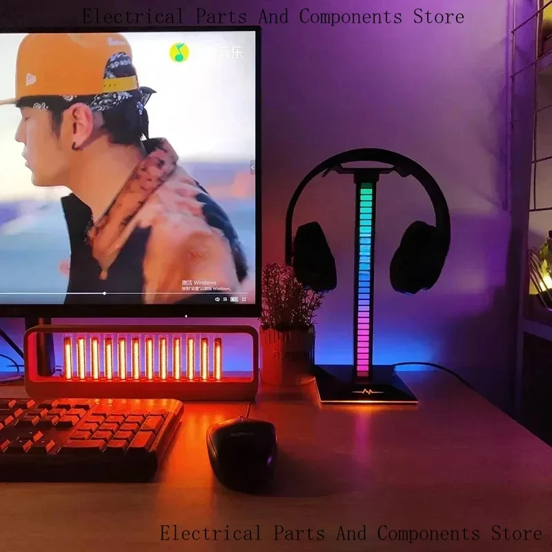 12-Bit RGB Pickup LED Display Sound Level Meter Music Indicator Desktop Light