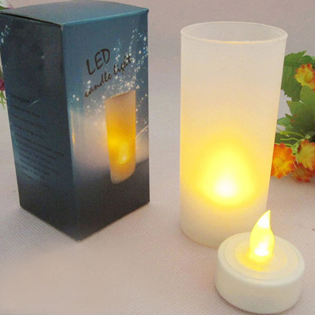 

Led Flameless Electronic Candle Lights With Plastic Cup For Valentine Day Weddings Home Decor Simulation Candle