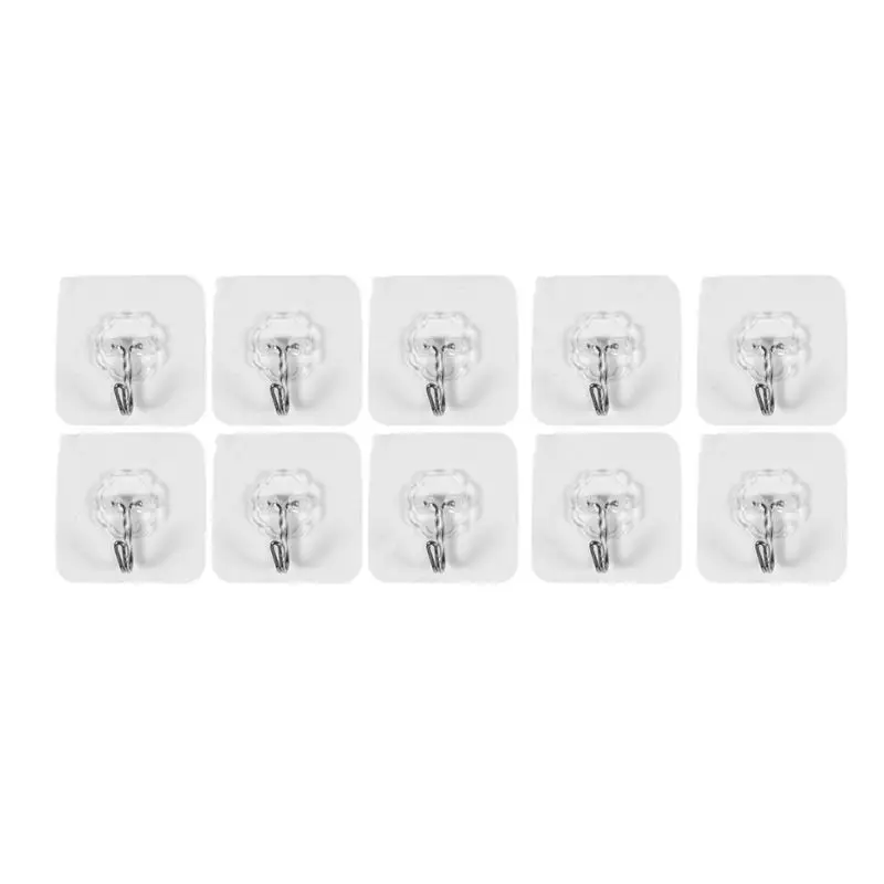 ABJN-50 Packs Reusable Adhesive Hooks,Transparent Heavy Duty Wall Hooks With No Scratch, Waterproof And Oilproof